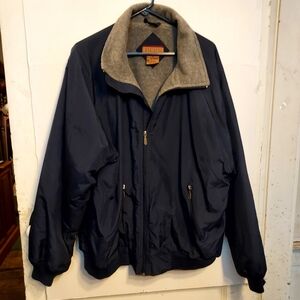 Nortern Explorer Men's Navy Blue Vintage Jacket Mock Collar Zip Up Pockets